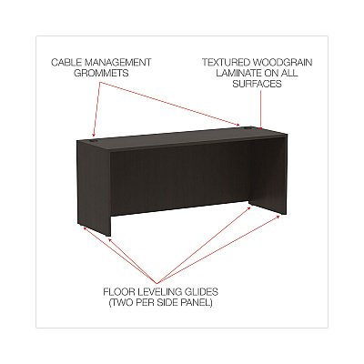 Alera Valencia Series Credenza Shell, 70.88w x 23.63d x 29.5h, Espresso (ALEVA257224ES)