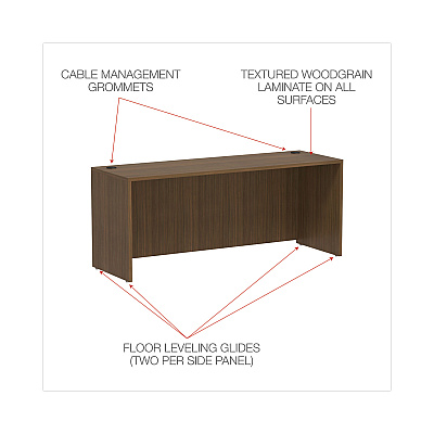 Alera Valencia Series Credenza Shell, 70.88w x 23.63d x 29.5h, Modern Walnut (ALEVA257224WA)