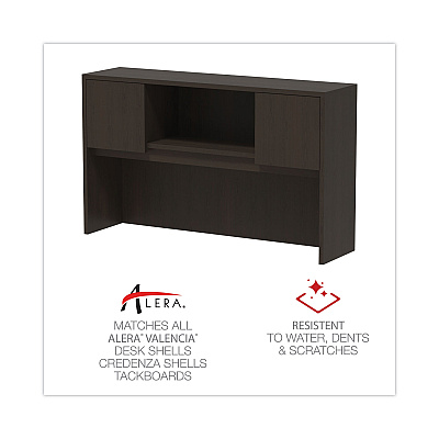 Alera Valencia Series Hutch with Doors, 4 Compartments, 58.88w x 15d x 35.38h, Espresso (ALEVA286015ES)