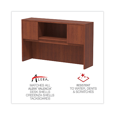 Alera Valencia Series Hutch with Doors, 4 Compartments, 58.88w x 15d x 35.38h, Medium Cherry (ALEVA286015MC)