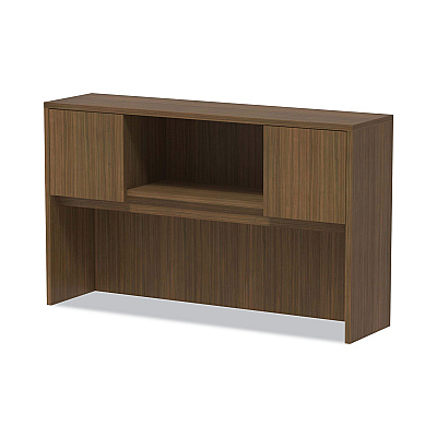 Alera Valencia Series Hutch with Doors, 4 Compartments, 58.88w x 15d x 35.38h, Modern Walnut (ALEVA286015WA)