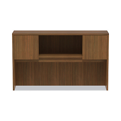 Alera Valencia Series Hutch with Doors, 4 Compartments, 58.88w x 15d x 35.38h, Modern Walnut (ALEVA286015WA)