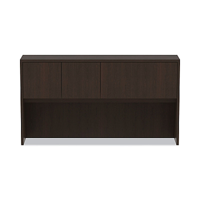 Alera Valencia Series Hutch with Doors, 4 Compartments, 64.75w x 15d x 35.38h, Espresso (ALEVA286615ES)