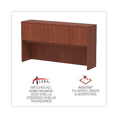 Alera Valencia Series Hutch with Doors, 4 Compartments, 64.75w x 154d x 35.38h, Medium Cherry (ALEVA286615MC)