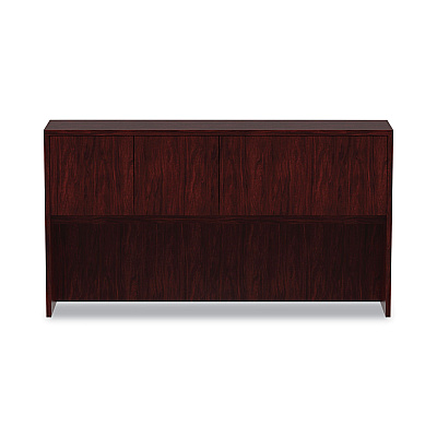 Alera Valencia Series Hutch with Doors, 4 Compartments, 64.75w x 15d x 35.38h, Mahogany (ALEVA286615MY)