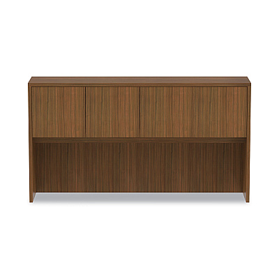 Alera Valencia Series Hutch with Doors, 4 Compartments, 64.75w x 15d x 35.38h, Modern Walnut (ALEVA286615WA)