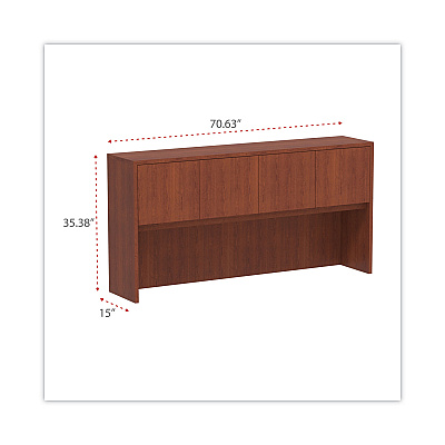 Alera Valencia Series Hutch with Doors, 4 Compartments, 70.63w x 15d x 35.38h, Medium Cherry (ALEVA287215MC)