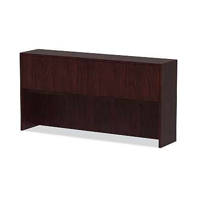 Alera Valencia Series Hutch with Doors, 4 Compartments, 70.63w x 15d x 35.38h, Mahogany (ALEVA287215MY)