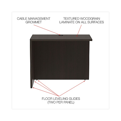 Alera Valencia Series Reversible Return/Bridge Shell, 35w x 23.63d x 29.5h, Espresso (ALEVA353624ES)