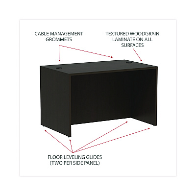 Alera Valencia Series Straight Front Desk Shell, 47.25" x 29.5" x 29.63", Espresso (ALEVA214830ES)
