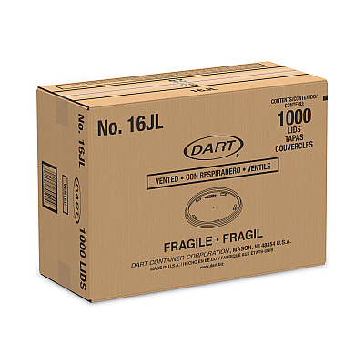Dart Plastic Lids, Fits 12 oz to 24 oz Foam Cups, Vented, Translucent, 100/Pack, 10 Packs/Carton (DCC16JL)