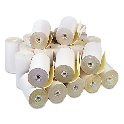 Iconex Impact Printing Carbonless Paper Rolls, 4.5" x 90 ft, White/Canary, 24/Carton (ICX90770469)