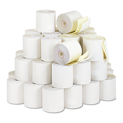 Iconex Impact Printing Carbonless Paper Rolls, 2.75" x 90 ft, White/Canary, 50/Carton (ICX90770459)