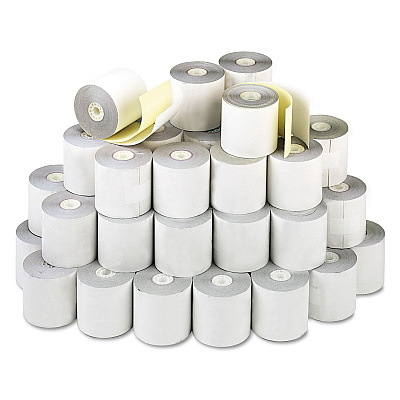 Iconex Impact Printing Carbonless Paper Rolls, 2.25" x 70 ft, White/Canary, 50/Carton (ICX90770444)