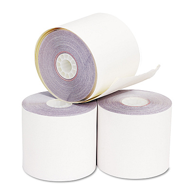 Iconex Impact Printing Carbonless Paper Rolls, 2.25" x 70 ft, White/Canary, 50/Carton (ICX90770444)