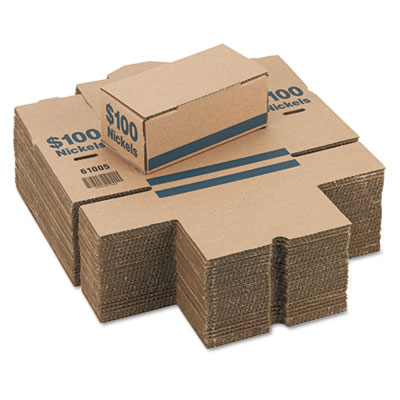 Iconex Corrugated Cardboard Coin Storage And Shipping Boxes, Denomination Printed On Side, 9.38 X 4.63 X 3.69, Blue (ICX94190087)