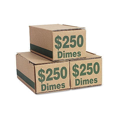 Iconex Corrugated Cardboard Coin Storage with Denomination Printed On Side, 8.06 x 3.31 x 3.19,  Green (ICX94190088)