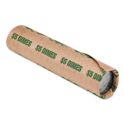 Iconex Preformed Tubular Coin Wrappers, Dimes, $5, 1,000 Wrappers/Box (PMC65071)