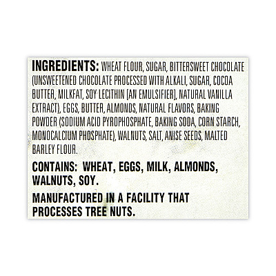 Nonni's Biscotti, Dark Chocolate Almond, 1 lb 5 oz Tub, 25 Pieces/Tub, 1 Tub/Carton (GRR30700123)