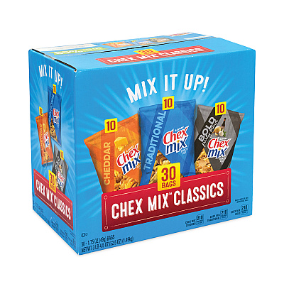 Chex Mix Varieties, Assorted Flavors, 1.75 oz Pack, 30 Packs/Carton (GRR22000787)