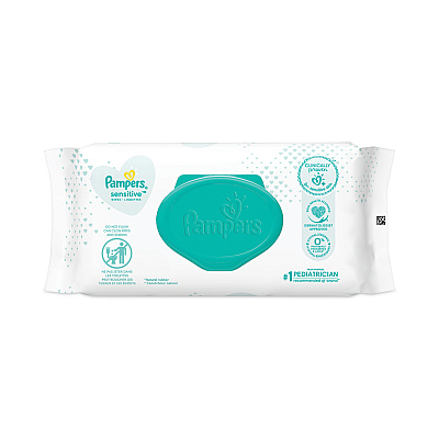 Pampers Sensitive Baby Wipes, 1-Ply, 6.8 x 7,  Unscented, White, 56/Pack (PGC87076EA)