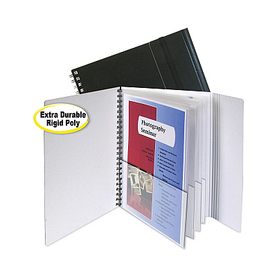 C-Line Eight-Pocket Portfolio with Security Flap, Polypropylene, 8.5 x 11, Black/White (CLI32881)