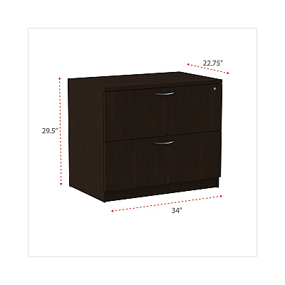 Alera Valencia Series Lateral File, 2 Legal/Letter-Size File Drawers, Espresso, 34" x 22.75" x 29.5" (ALEVA513622ES)