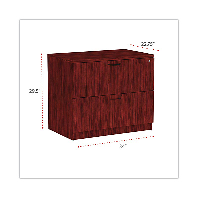 Alera Valencia Series Lateral File, 2 Legal/Letter-Size File Drawers, Mahogany, 34" x 22.75" x 29.5" (ALEVA513622MY)