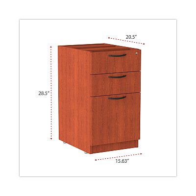 Alera Valencia Series Full Pedestal File, Left/Right, 3-Drawers: Box/Box/File, Legal/Letter, Cherry, 15.63" x 20.5" x 28.5" (ALEVA532822MC)