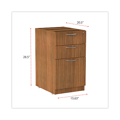 Alera Valencia Series Full Pedestal File, Left/Right, 3-Drawer: Box/Box/File, Legal/Letter, Modern Walnut,15.63 x 20.5 x 28.5 (ALEVA532822WA)