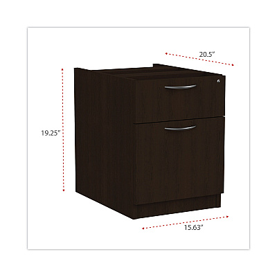 Alera Valencia Series Hanging Pedestal File, Left/Right, 2-Drawers: Box/File, Legal/Letter, Espresso, 15.63" x 20.5" x 19.25" (ALEVA552222ES)