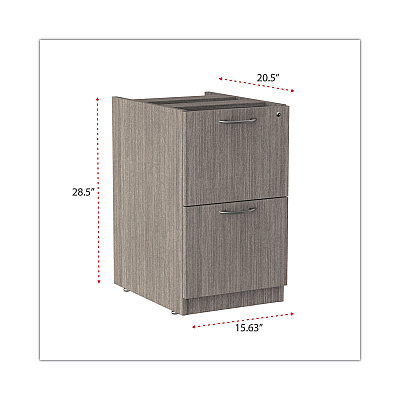 Alera Valencia Series Full Pedestal File, Left or Right, 2 Legal/Letter-Size File Drawers, Gray, 15.63" x 20.5" x 28.5" (ALEVA542822GY)