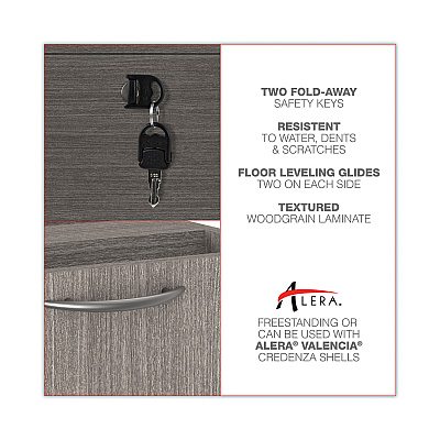 Alera Valencia Series Lateral File, 2 Legal/Letter-Size File Drawers, Gray, 34" x 22.75" x 29.5" (ALEVA513622GY)