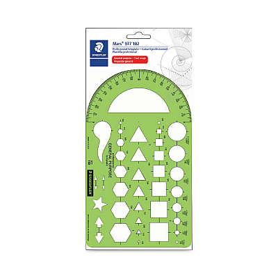Staedtler Templates, 40 Geometric Shapes, 5.5 x 9.5, Green (STD977102EA)
