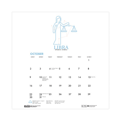 House of Doolittle Recycled Academic Zodiac Wall Calendar, 11 x 14, Multicolor Sheets, 12-Month (Aug to July): 2025 to 2026 (3185)