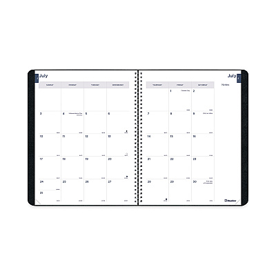 Blueline Academic Monthly Planner, 11 x 8.5, Black Cover, 14-Month: July 2025 to Aug 2026 (CA701BLK)