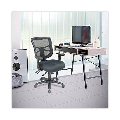 Alera Elusion Series Mesh Mid-Back Multifunction Chair, Prem Fabric, Supports Up to 275 lb, 17.7" to 21.4" Seat Height, Black (ALEEL42ME10B)