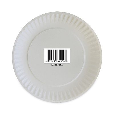 AJM Packaging Coated Paper Plates, 6" dia, White, 100/Pack, 12 Packs/Carton (AJMCP6GOAWH)