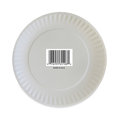 AJM Packaging Coated Paper Plates, 9" dia, White, 100/Pack, 12 Packs/Carton (AJMCP9GOAWH)