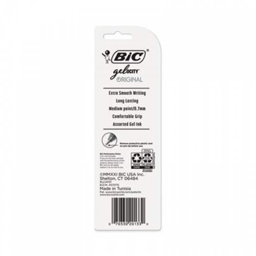 BIC Gel-ocity Gel Pen, Retractable, Medium 0.7 mm, Assorted Ink and Barrel Colors, 2/Pack (RLCAP21AST)