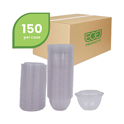 Eco-Products Renewable and Compostable Containers, 18 oz, 5.5" Diameter x 2.3"h, Clear, Plastic, 150/Carton (ECOEPSB18)