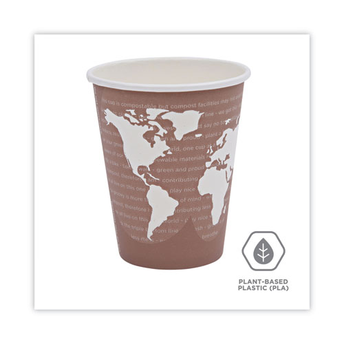 Eco-Products World Art Renewable and Compostable Hot Cups, 8 oz, Plum, 50/Pack (EPBHC8WAPK)