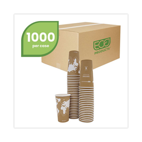 Eco-Products World Art Renewable and Compostable Hot Cups, 20 oz, 50/Pack, 20 Packs/Carton (EPBHC20WA)