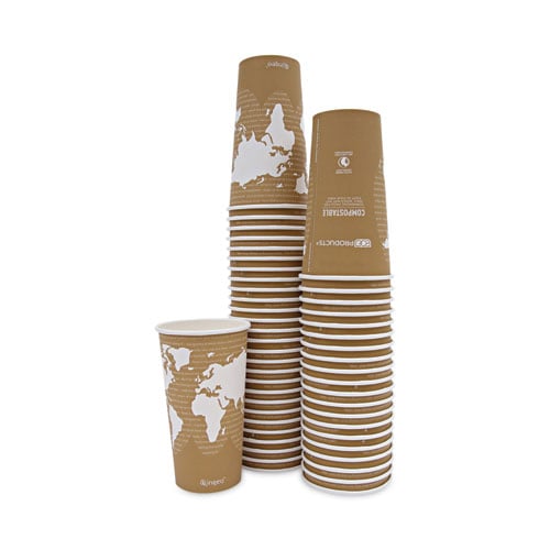 Eco-Products World Art Renewable and Compostable Hot Cups, 20 oz, 50/Pack, 20 Packs/Carton (EPBHC20WA)