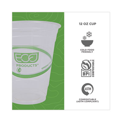 Eco-Products GreenStripe Renewable and Compostable Cold Cups Convenience Pack, 12 oz, Clear, 50/Pack (ECOEPCC12GSPK)