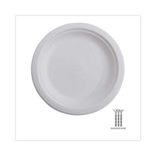 Eco-Products Renewable Sugarcane Dinnerware, Plate, 10" dia, Natural White, 50/Pack (EPP005PK)