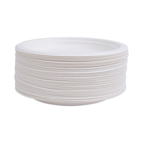Eco-Products Renewable Sugarcane Plates Convenience Pack, 6" dia, Natural White, 50/Pack (EPP016PK)