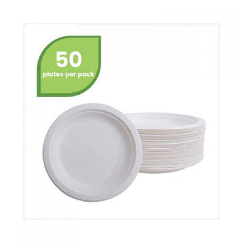 Eco-Products Renewable and Compostable Sugarcane Plates Convenience Pack, 6" dia, Natural White, 50/Packs, 20 Packs/Carton (EPP016PKCT)