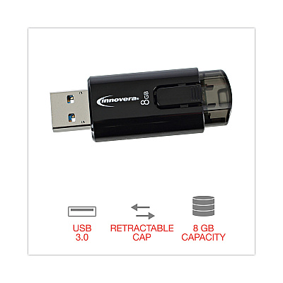 Innovera USB 3.0 Flash Drive, 8 GB, 3/Pack (IVR82308)