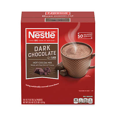 Nestl Hot Cocoa Mix, Dark Chocolate, 0.71 Packets, 50 Packets/Box, 6 Boxes/Carton (NES70060CT)